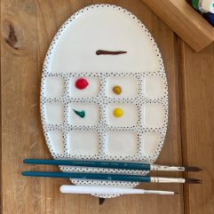 Handmade Ceramic palette with brush holder