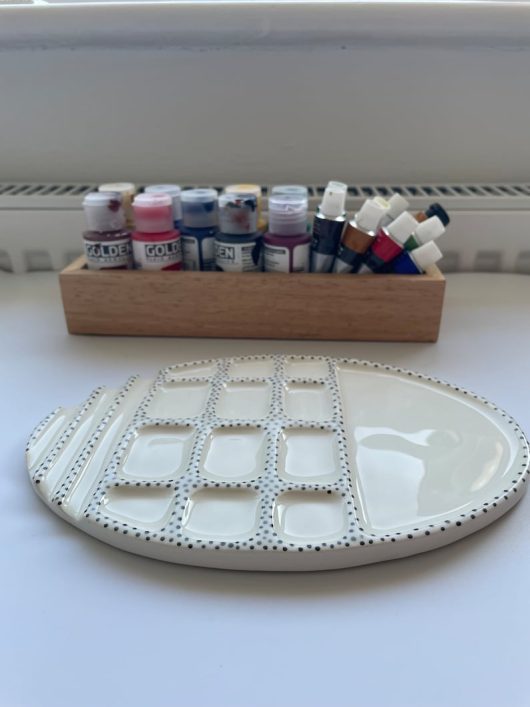 Handmade Ceramic palette with brush holder